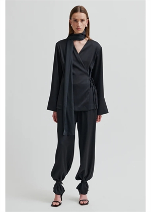 Glari wrap skjorte Black Sand Second Female 